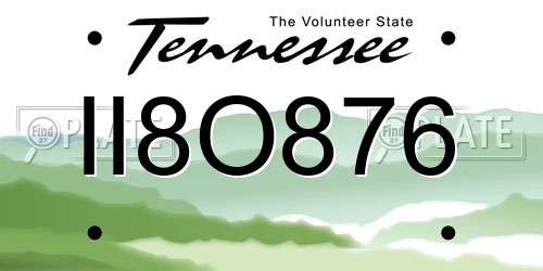 II8O876 Tennessee License Plate