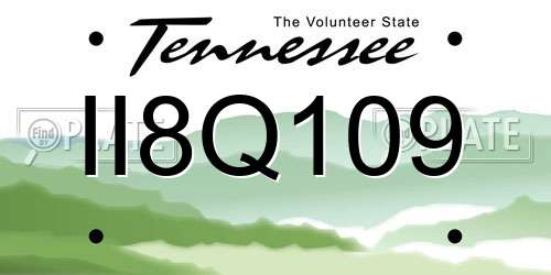 II8Q109 Tennessee License Plate