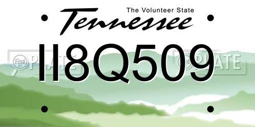 II8Q509 Tennessee License Plate