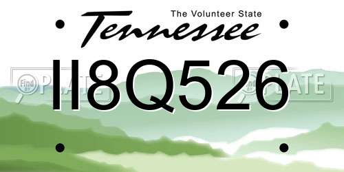 II8Q526 Tennessee License Plate