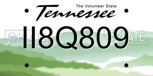 II8Q809 Tennessee License Plate