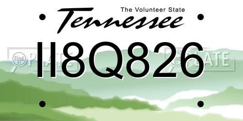 II8Q826 Tennessee License Plate