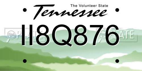 II8Q876 Tennessee License Plate