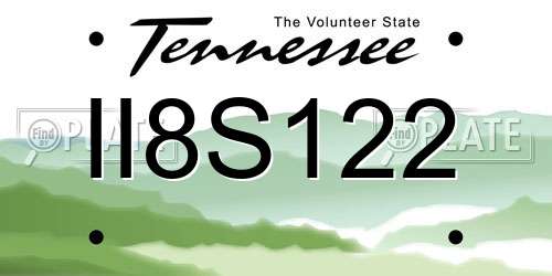 II8S122 Tennessee License Plate