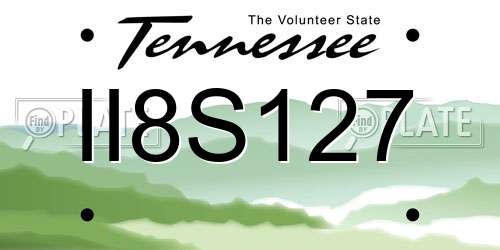 II8S127 Tennessee License Plate