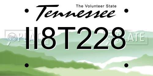 II8T228 Tennessee License Plate