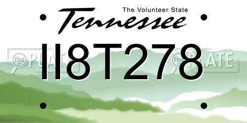 II8T278 Tennessee License Plate