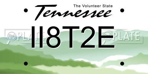 II8T2E Tennessee License Plate