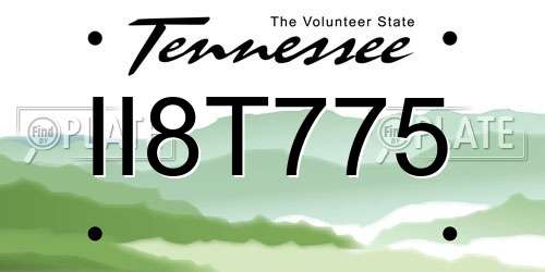 II8T775 Tennessee License Plate