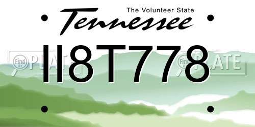 II8T778 Tennessee License Plate