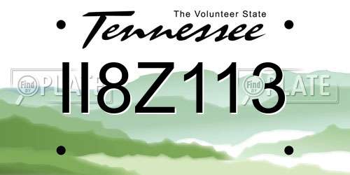 II8Z113 Tennessee License Plate