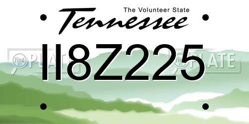 II8Z225 Tennessee License Plate