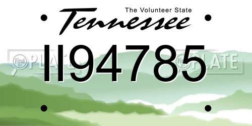 II94785 Tennessee License Plate