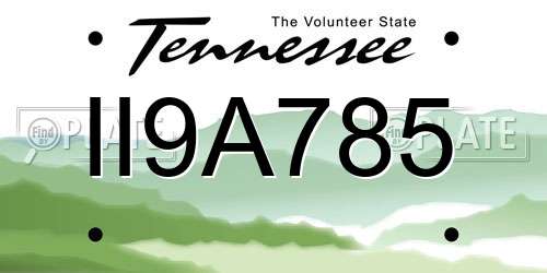 II9A785 Tennessee License Plate