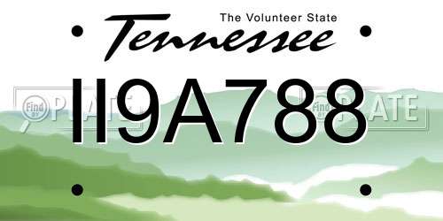 II9A788 Tennessee License Plate