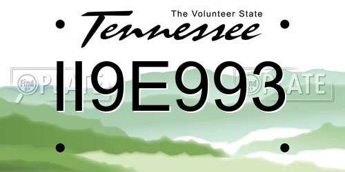II9E993 Tennessee License Plate