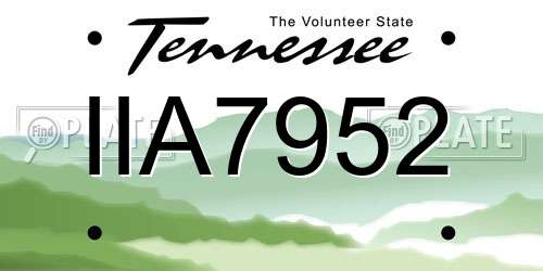 IIA7952 Tennessee License Plate
