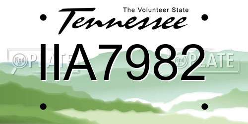 IIA7982 Tennessee License Plate