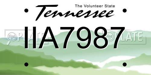 IIA7987 Tennessee License Plate