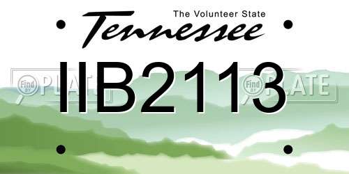 IIB2113 Tennessee License Plate
