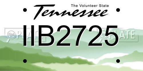 IIB2725 Tennessee License Plate
