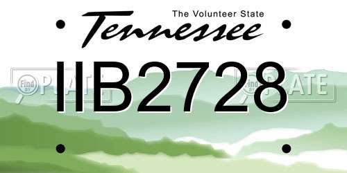IIB2728 Tennessee License Plate
