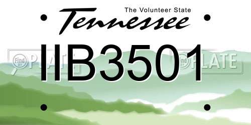 IIB3501 Tennessee License Plate