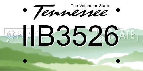IIB3526 Tennessee License Plate