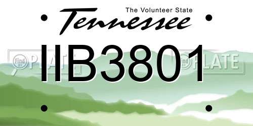 IIB3801 Tennessee License Plate