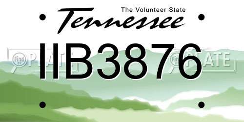 IIB3876 Tennessee License Plate