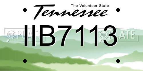 IIB7113 Tennessee License Plate