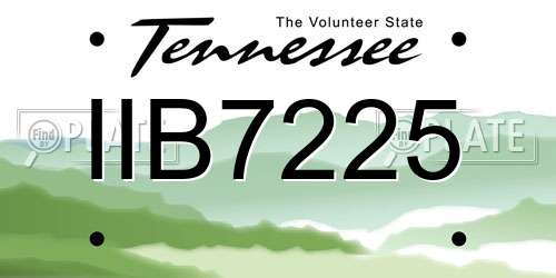IIB7225 Tennessee License Plate