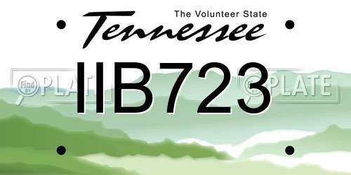 IIB723 Tennessee License Plate