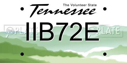IIB72E Tennessee License Plate