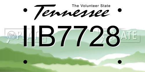 IIB7728 Tennessee License Plate