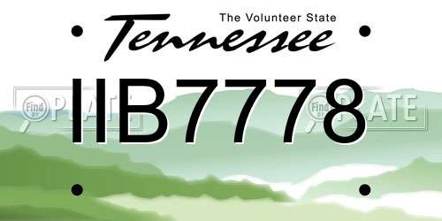 IIB7778 Tennessee License Plate