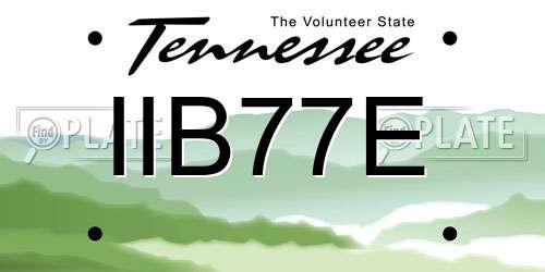 IIB77E Tennessee License Plate