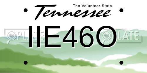 IIE46O Tennessee License Plate