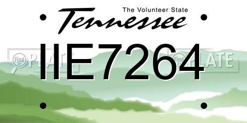 IIE7264 Tennessee License Plate