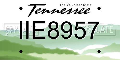 IIE8957 Tennessee License Plate