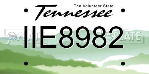 IIE8982 Tennessee License Plate