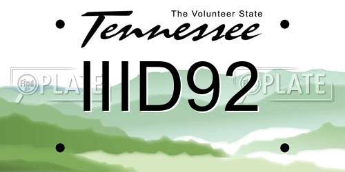 IIID92 Tennessee License Plate