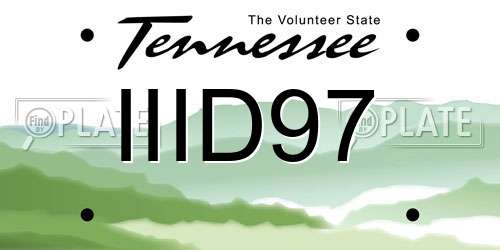 IIID97 Tennessee License Plate