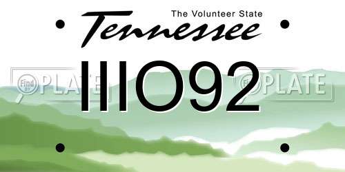 IIIO92 Tennessee License Plate