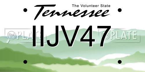 IIJV47 Tennessee License Plate