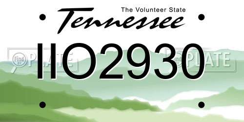 IIO2930 Tennessee License Plate