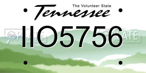 IIO5756 Tennessee License Plate