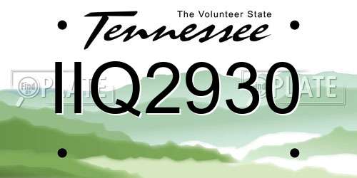 IIQ2930 Tennessee License Plate