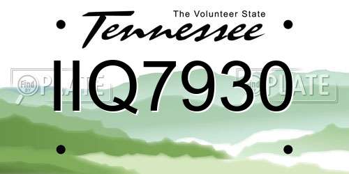 IIQ7930 Tennessee License Plate