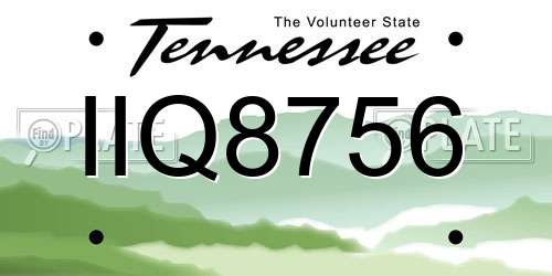 IIQ8756 Tennessee License Plate